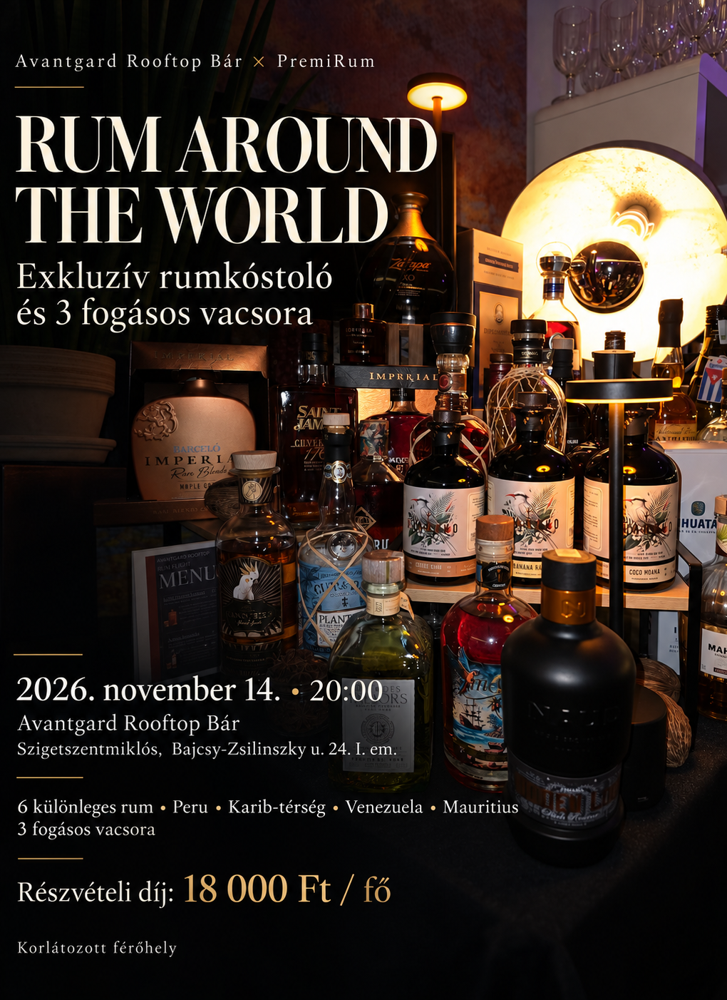 Avantgard Rum Around the World – Exkluzív rumkóstoló & vacsora